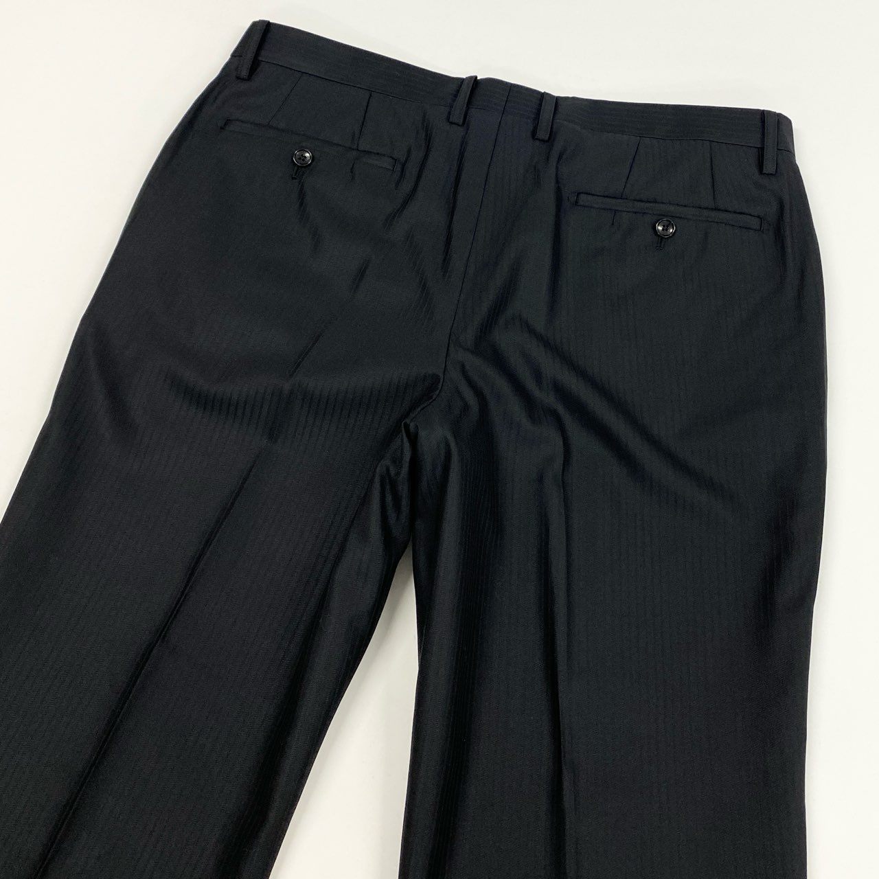 4k7 《美品》 NICOLE Selection ニコルセレクション セットアップスーツ 3ピース スリーピース ストライプ柄 シングル 2B ビジネス フォーマル メンズ 紳士服 52 ブラックo07t