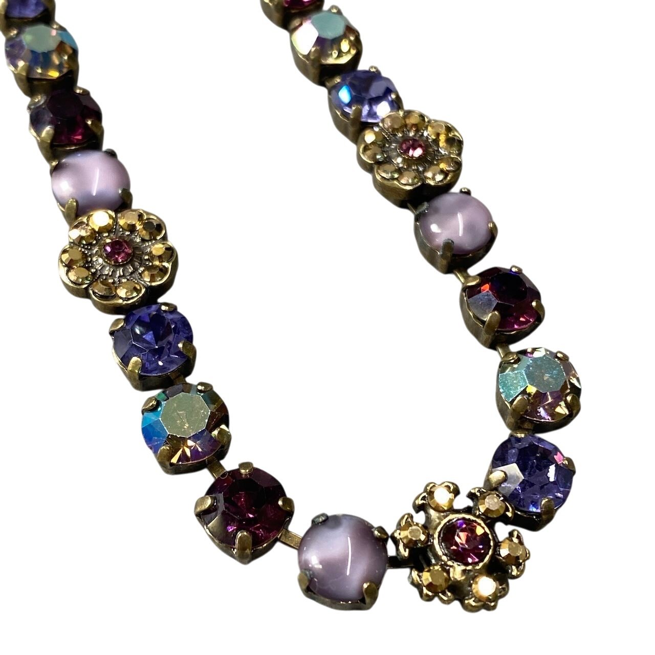 h11 22 《美品》 Mariana マリアナ 天然石 × クリスタル ビジュー パープル アクセサリー ジュエリー アンティークt18r