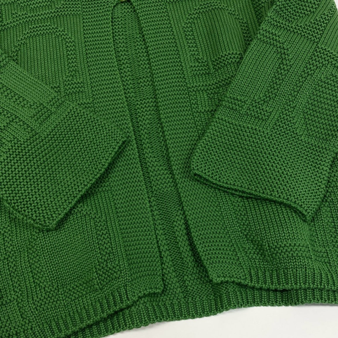 Ab13【美品】Salvatore Ferragamo サルバトーレフェラガモ ヴィンテージ ガンチーニ ニットアンサンブル Vintage Gancini  Knit 2-Piece Set Mサイズ グリーン コットン100％ レディース 女性用ta1