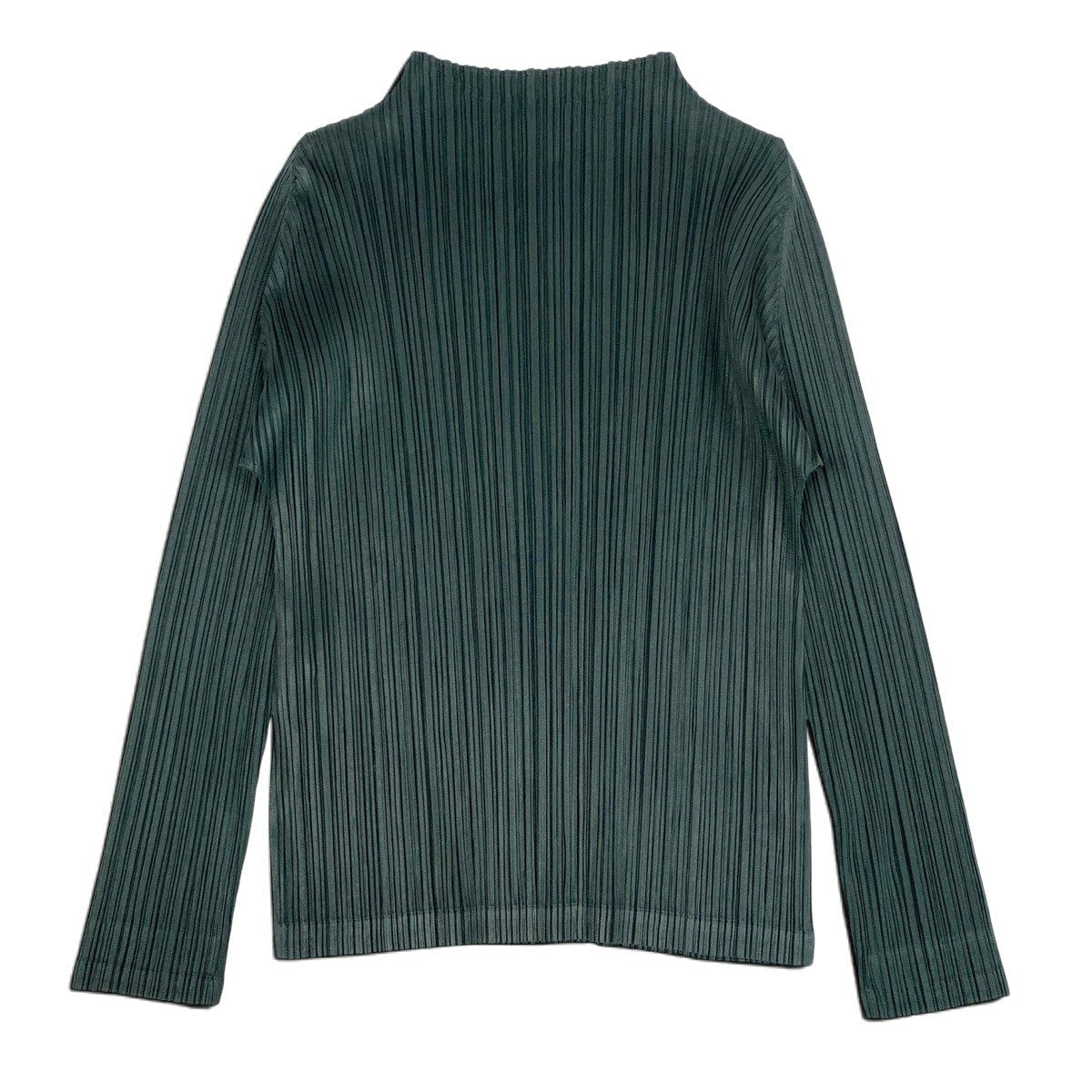 Ah28 PLEATS PLEASE プリーツプリーズ ロングスリーブ プリーツカットソー モックネック サイズ3 グレー系 ポリエステル レディースo07t