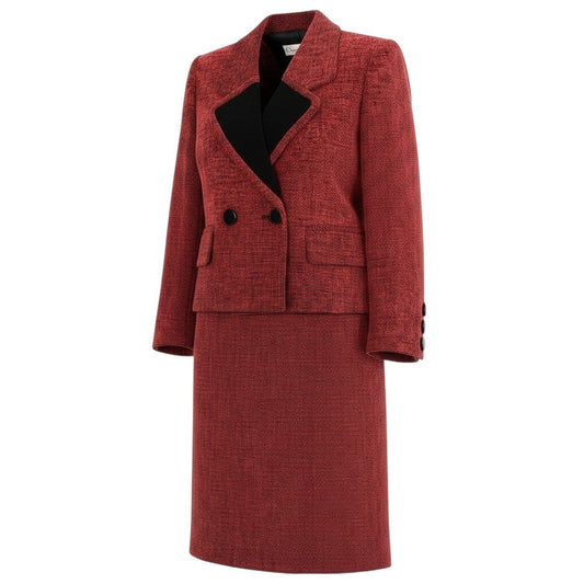 8f5 【美品】 Christian Dior クリスチャンディオール セットアップ スカートスーツ ツイードジャケット ダブルブレスト フォーマル バイカラー サイズ9 ブラック レッド  レディース 女性服u02t