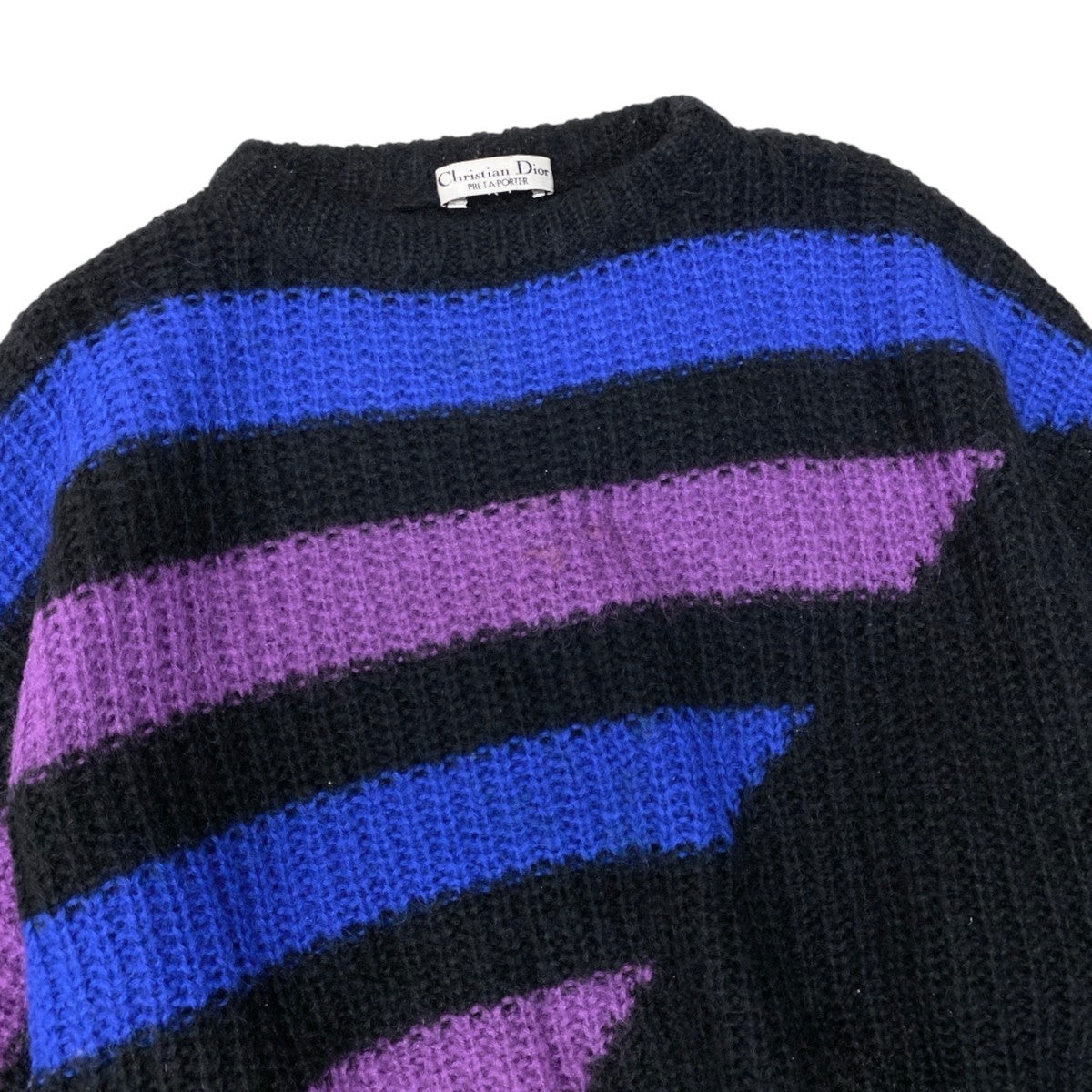 92h3 Christian Dior クリスチャンディオール ドルマンスリーブ ニットセーター ローゲージニット ブラック ブルー パープル レディースo07t