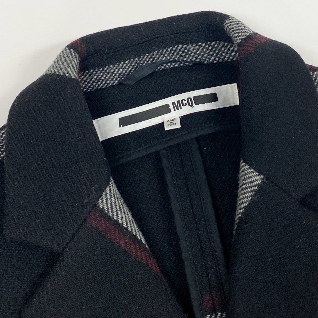 5L17 McQ Alexander McQueen マックキュー アレキサンダーマックイーン チェック柄 チェスターコート アウター COQN-LA-2007 46 ブラック ウール メンズo07t