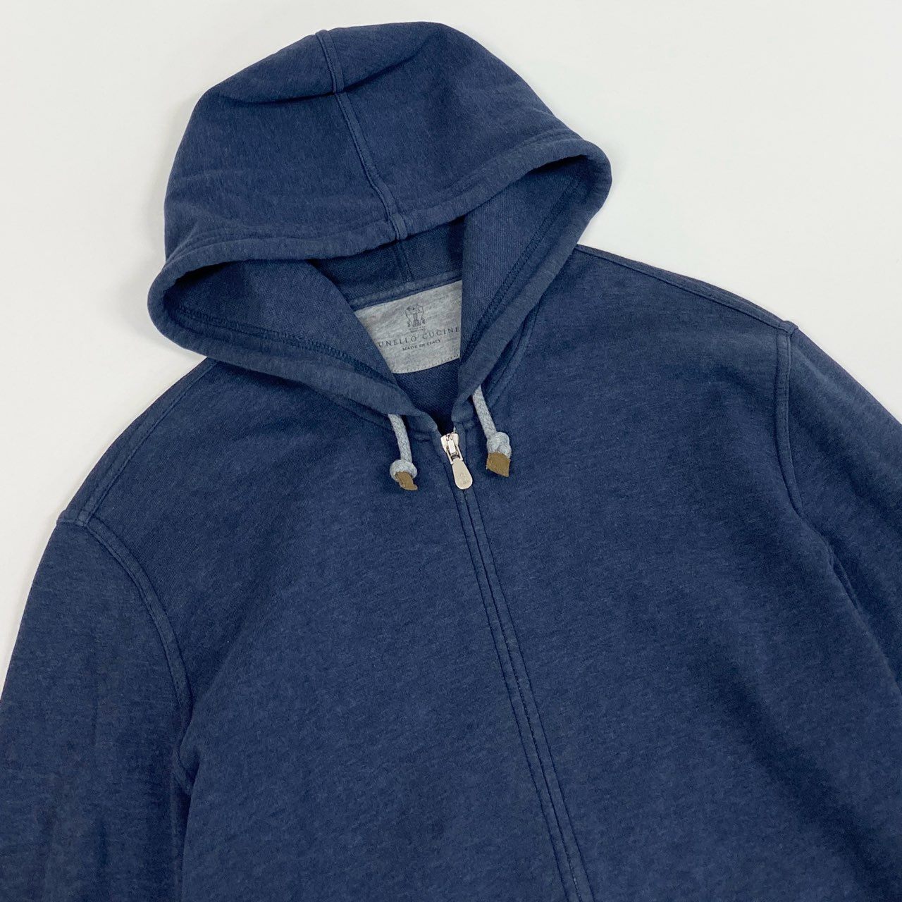 Mb11【美品】BRUNELLO CUCINELLI ブルネロクチネリ ダブルジップフーディー パーカー イタリア製 XSサイズ ネイビー メンズ 男性用k02i