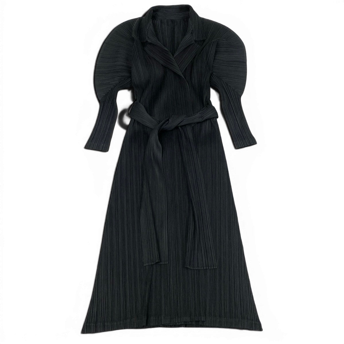 Ag10 【美品】 PLEATS PLEASE プリーツプリーズ ガウンコート ロングコート プリーツ加工 PP33-JA422 サイズ3 ブラック ポリエステル100％ レディースt18r