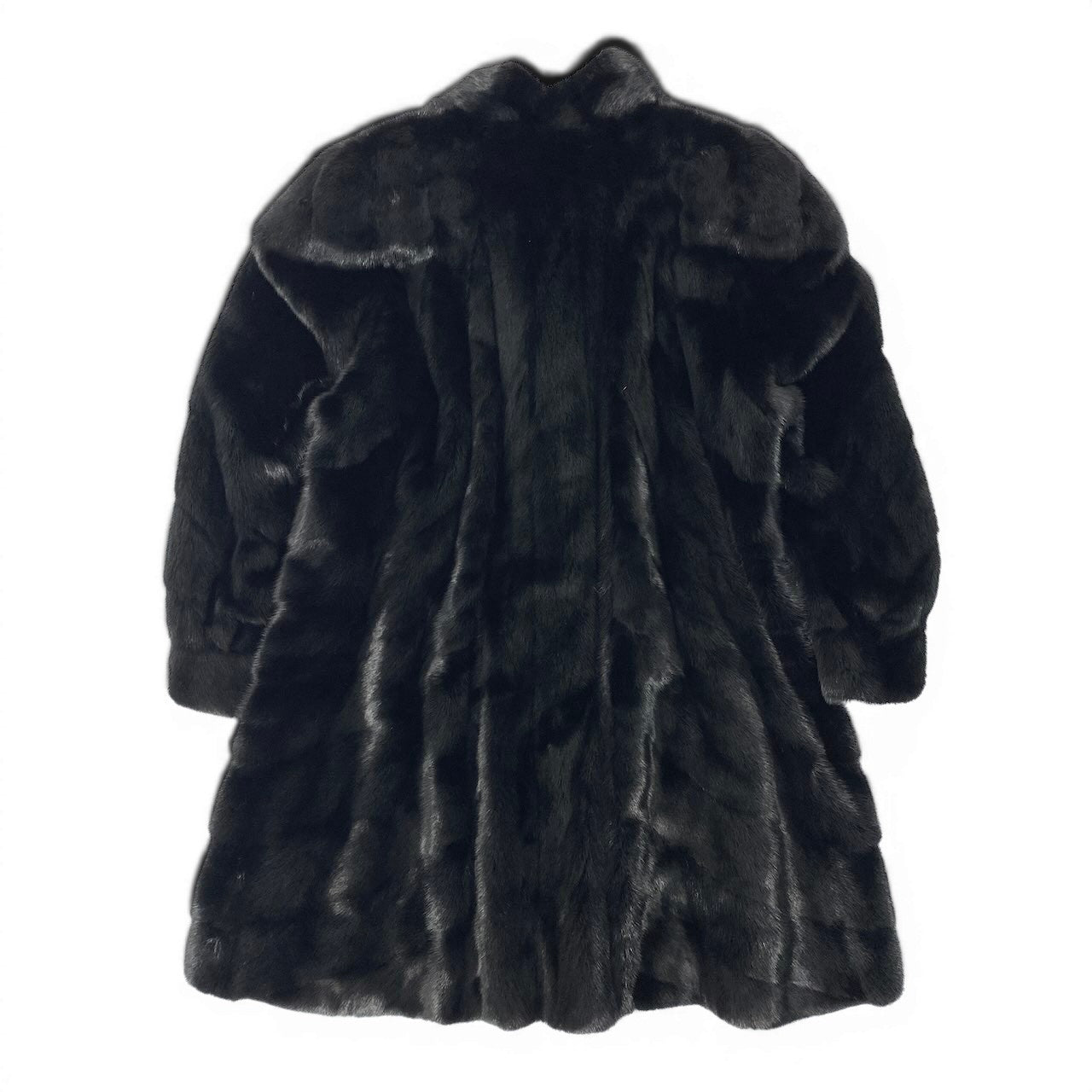 67e13 SAGA MINK ROYAL サガミンク ロイヤル 金サガ 紋様柄 ダークミンク ロングコート サイズF ブラック 最高級本毛皮 毛質 毛並み◎t18r