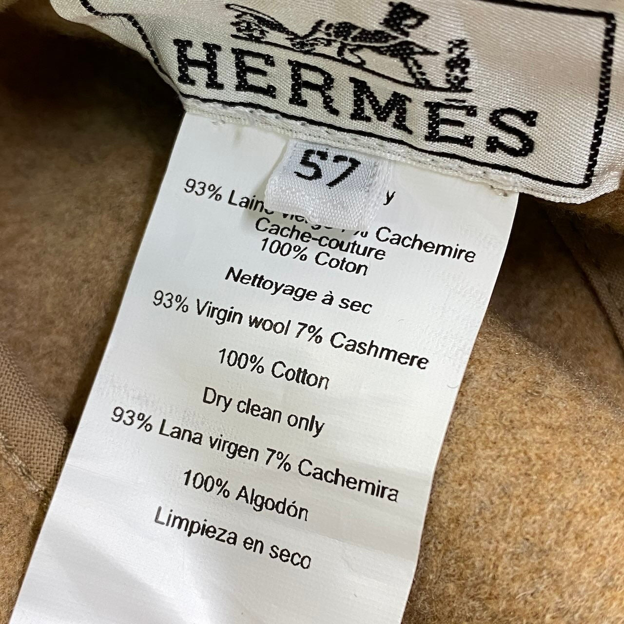 i2 【極美品】 Hermès エルメス アヴァロン ステッチ ウールハット カシミヤ混 セリエボタン H242041N サイズ57 ベージュ レディース