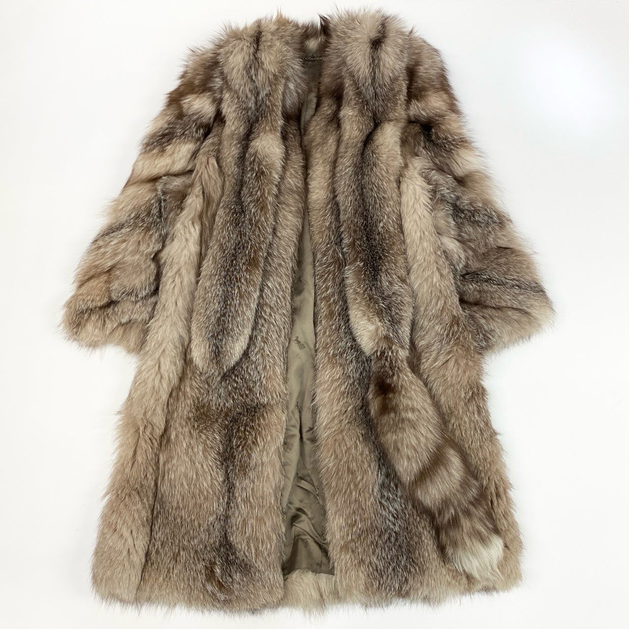 5k4 《希少》 シルバーフォックス 肉厚 超ロングコート 112cm サイズ11 最高級本毛皮 襟巻付き FOX FUR リアルファーt18r