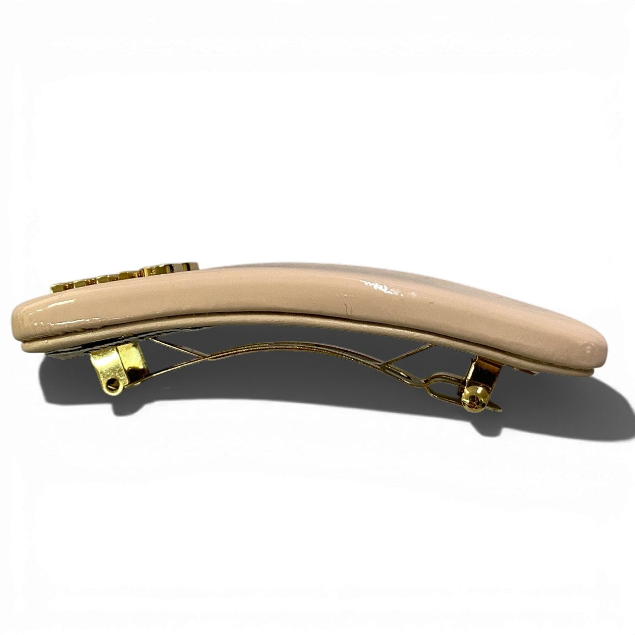 b15 《美品》 miu miu ミュウミュウ ロゴヘアクリップ バレッタ ヘアアクセサリー ピンク レザー レディース 女性用ta1