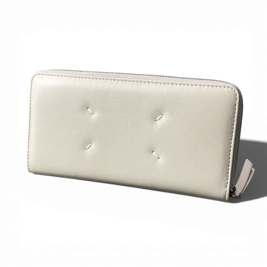 c17 【未使用品】Maison Margiela メゾンマルジェラ クリーム レザー 4つタグ ロングウォレット 長財布 レディース ユニセックスk02i