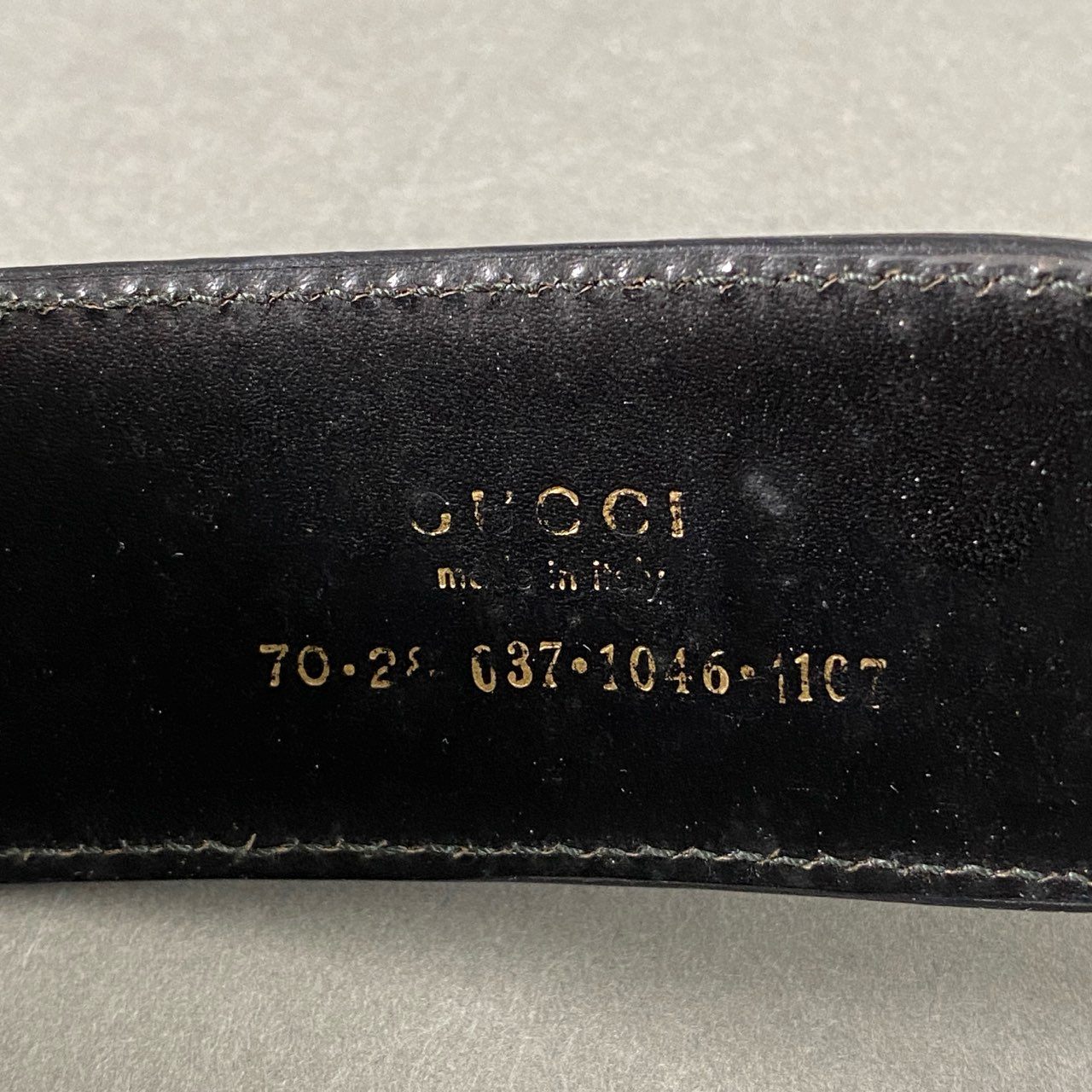 32f23 GUCCI グッチ Gバックル レザーベルト ブラック イタリア製