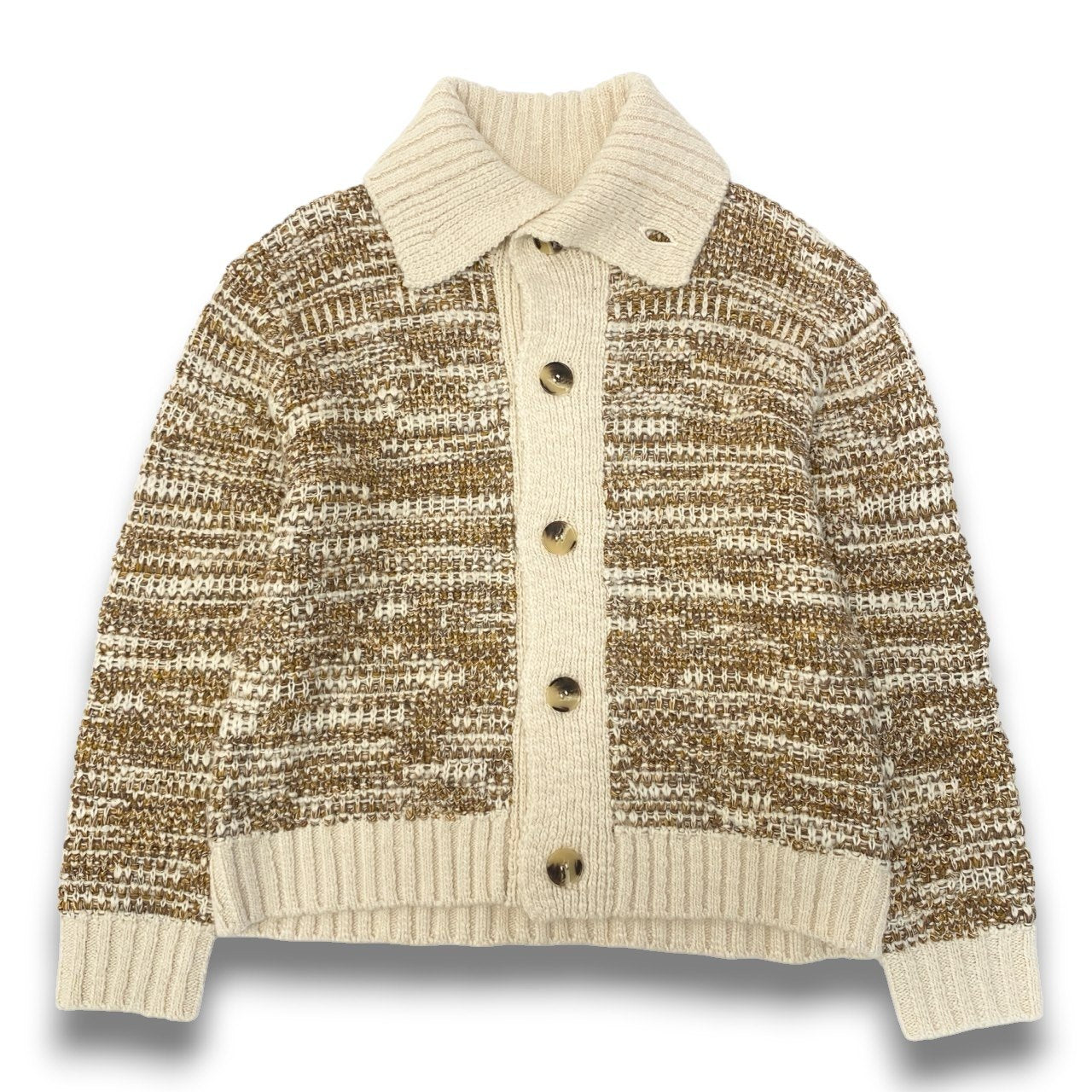 25c7 CMMN SWDN コモンスウェーデン BUTTON KINT ニットカーディガン サイズM ベージュ系 メンズ トップスk02i