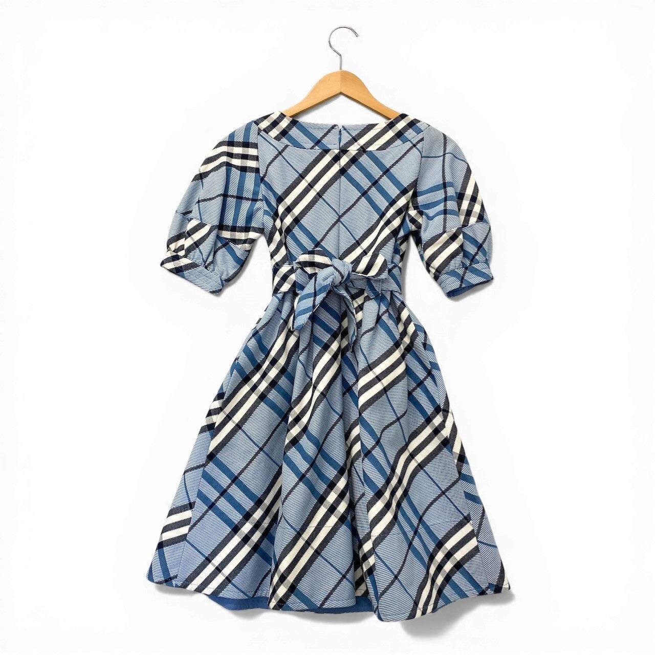 73c31 BURBERRY BLUE LABEL バーバリー ブルーレーベル チェック柄 ワンピース サイズ36 ブルー 日本製t18r