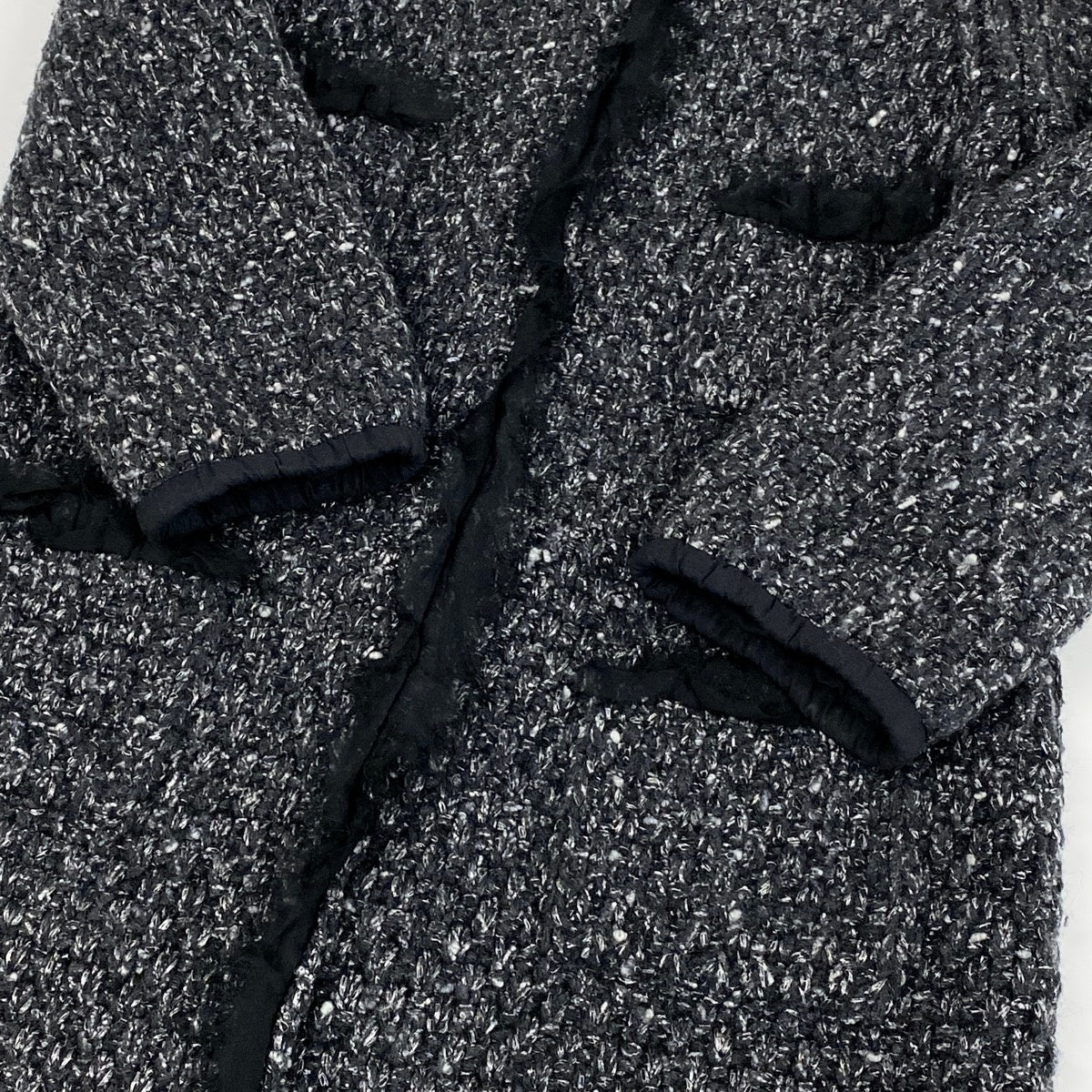 Ej19 DOLCE＆GABBANA ドルチェアンドガッバーナ ツイード ノーカラーコート サイズ42 ブラック レディースo07t