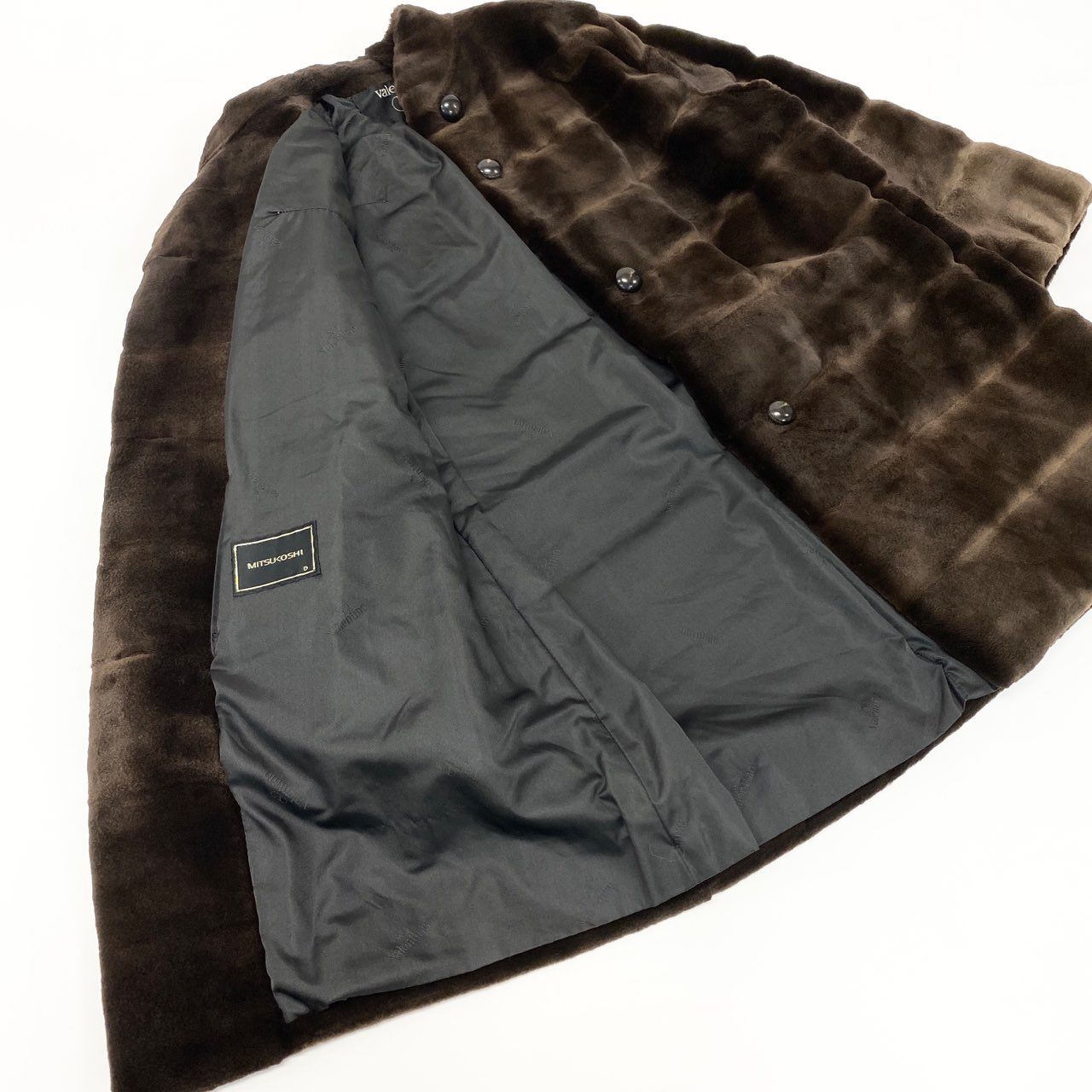 72L9 VALENTINO ヴァレンティノ × MITSUKOSHI 三越 シェアードミンク ロングコート サイズF ブラウン 最高級本毛皮 MINK FURt18r