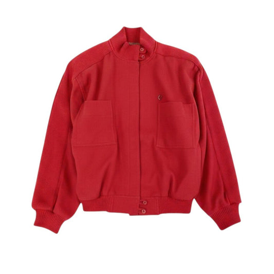 Eg11 Christian Dior SPORTS クリスチャンディオール ウールジャケット ブルゾン CDロゴ刺繡 リブ切替 サイズL レッド レディースo07t