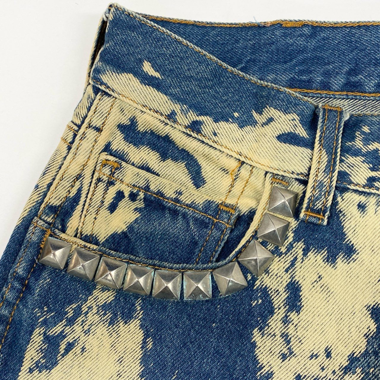 Ic2 GUUCI グッチ 2017 スタッズ ブリーチ デニム ミケーレ 30 ブルー系 コットン メンズu02t
