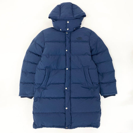 54h27 THE NORTH FACE ノースフェイス CAMP SIERRA LONG COAT ダウンコート アウター ロゴ刺繍 フード ND91639 サイズM ブルー メンズ アウトドアu02t