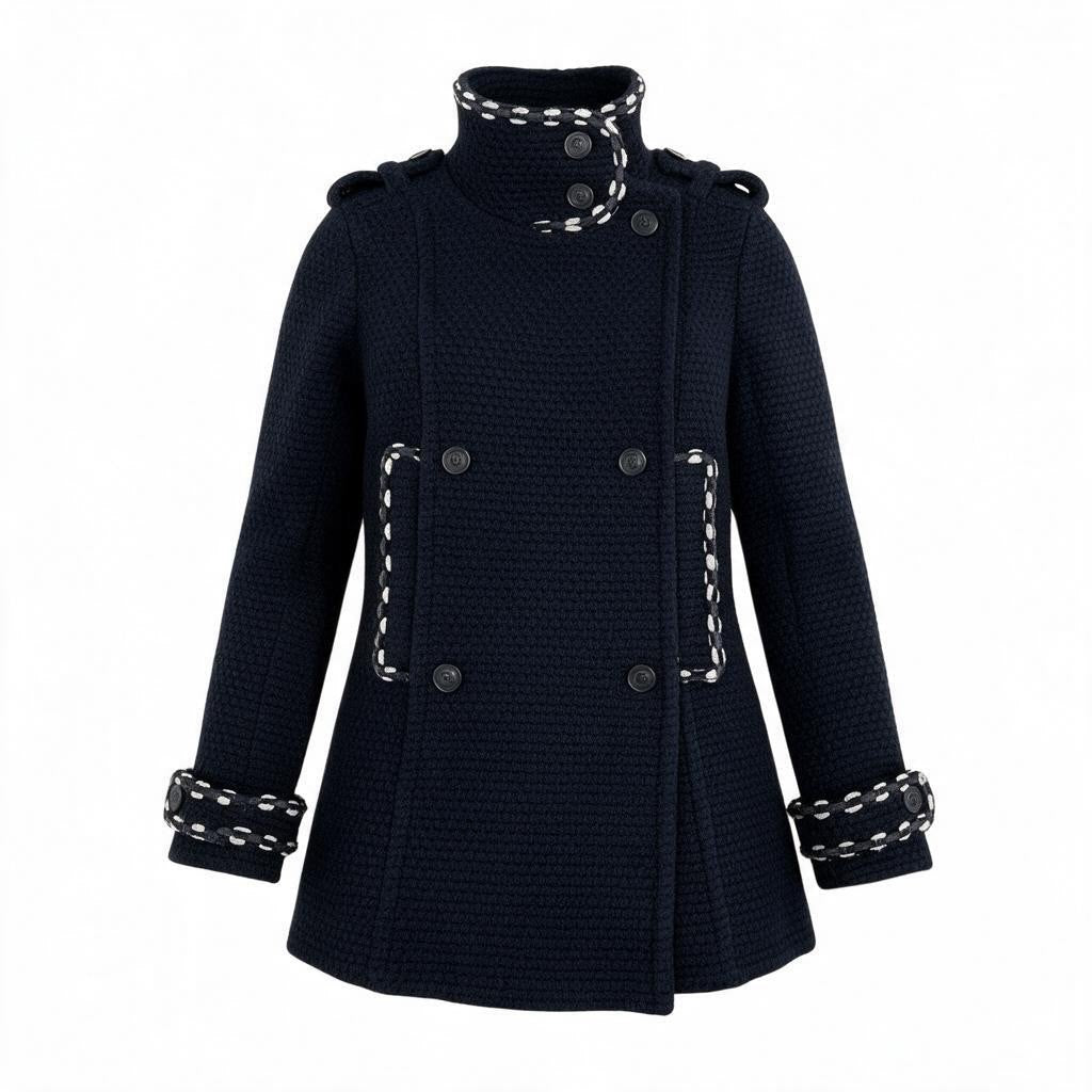 i22 CHANEL シャネル ヴィンテージ ツイードピーコート Vintage Tweed Pea Coat P39397 Size38 ブラックt18r