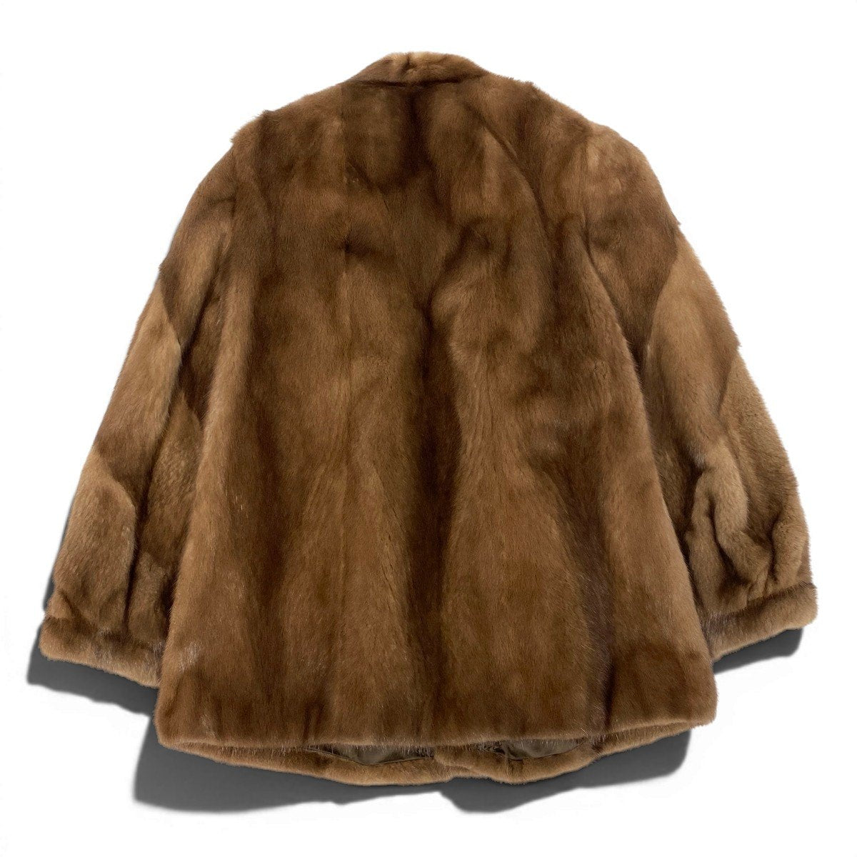 79f10 FOND 袖段デザイン パステルミンク ファーコート サイズ11 茶系 本毛皮 Pastel Mink Fur Coatt18r