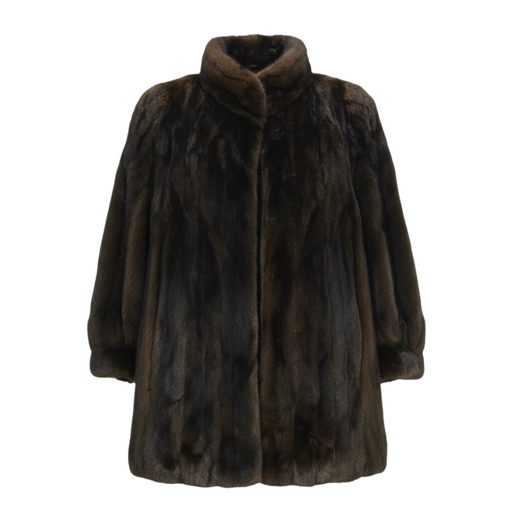 42k14【美品】BLACKGLAMA ブラックグラマ 毛皮コート ファーコート ミンクファー Aライン ブラウン レディースu02t