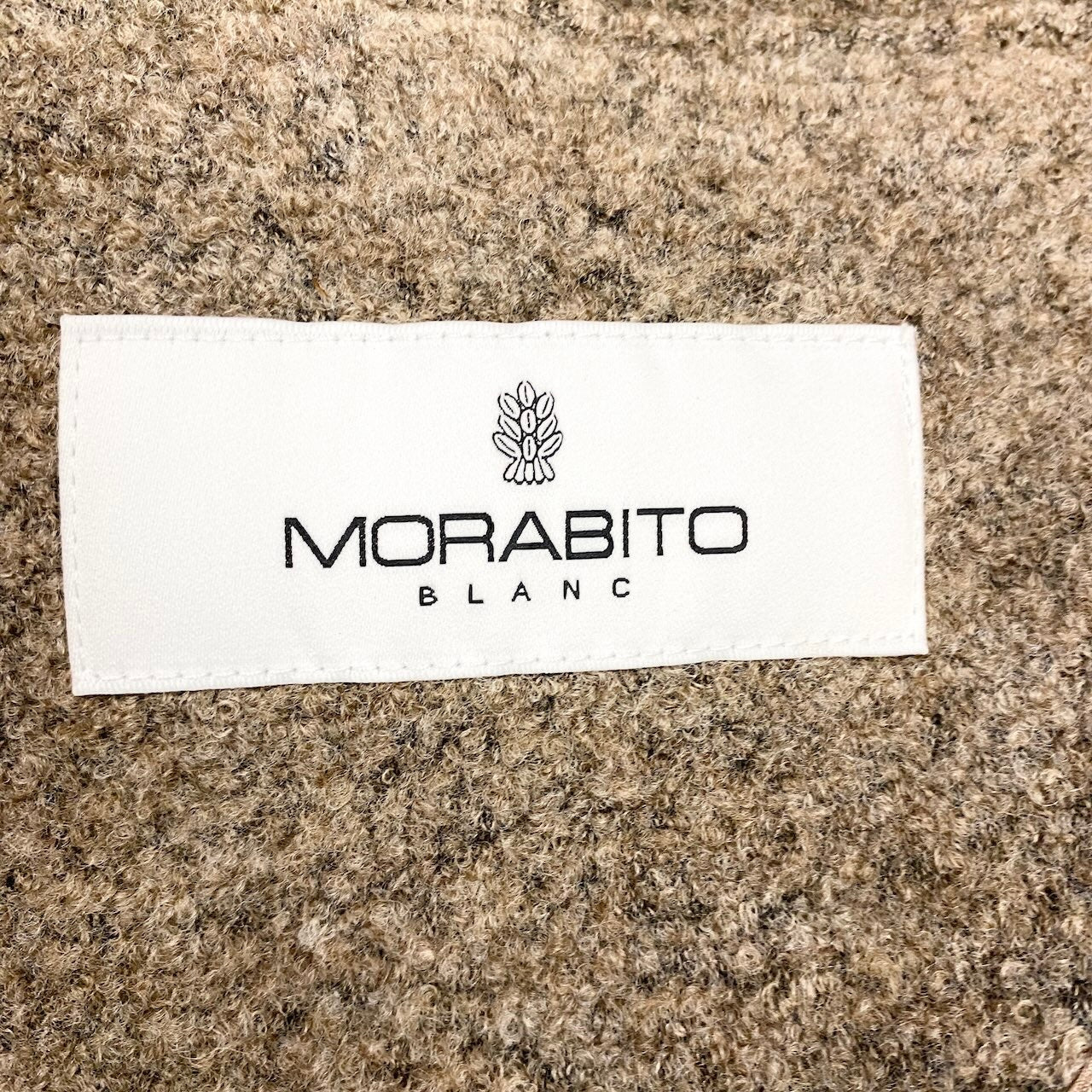32e16【美品】MORABITO モラビト ノーカラーウールジャケット リブ切替 アウター 40サイズ ブラウン レディース 女性用u02t