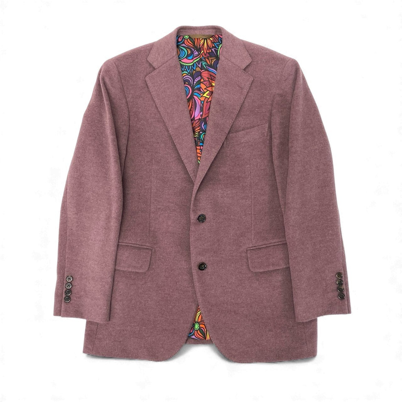 66L1 《美品》 mila schon ミラショーン カシミヤジャケット テーラードジャケット 裏地総柄 フラワーモチーフ メンズ 紳士服 パープル カシミア100％u02t