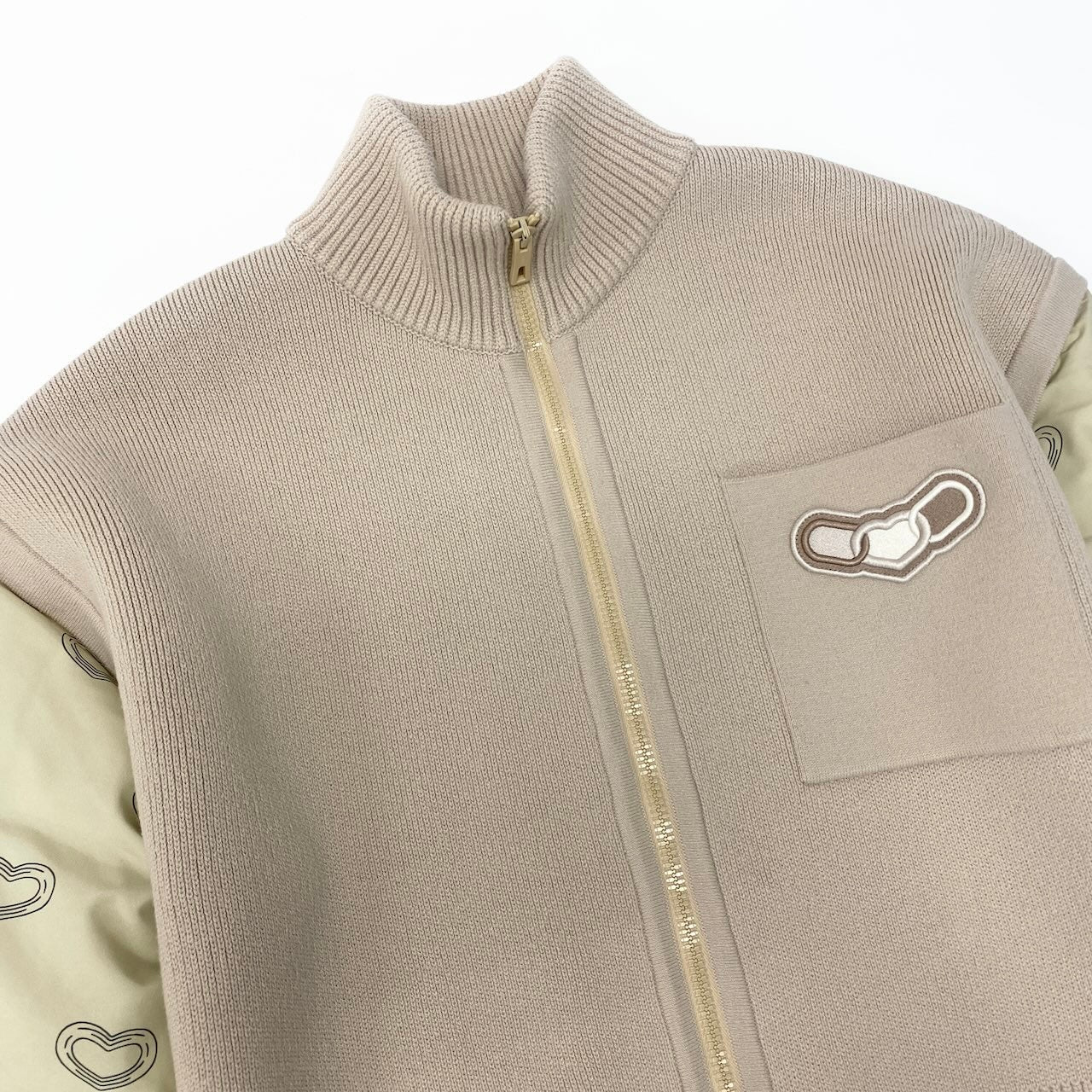 Ed24 HERMES エルメス 24~25AW カレイドスコープ エフェクト ジップジャケット 2way サイズ38 ベージュ レディースk02i