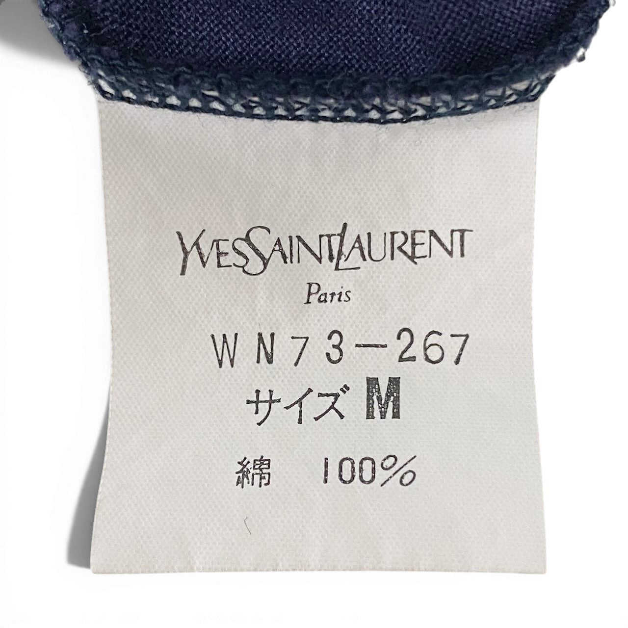 If26 YVES SAINTLAURENT イヴサンローラン 半袖カットソー ラインストーン ブランドロゴ コットンシャツ Tシャツ レディース 女性用 WN73-267 M ネイビー 綿100％u02t