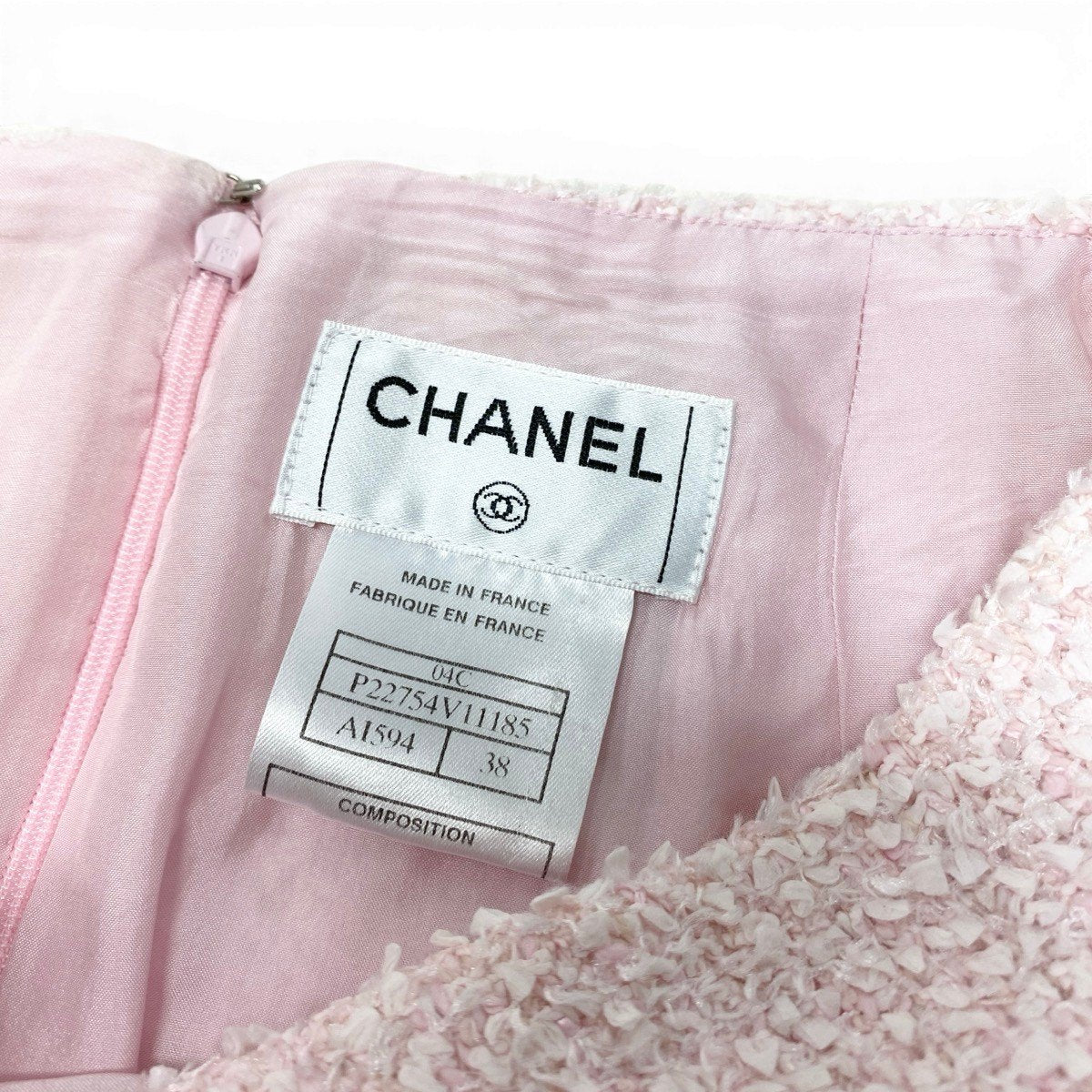 Cf11 CHANEL シャネル 04C ファンシーツイード 膝丈スカート ココマーク P22754 サイズ38 ピンク レディース 女性用ta1