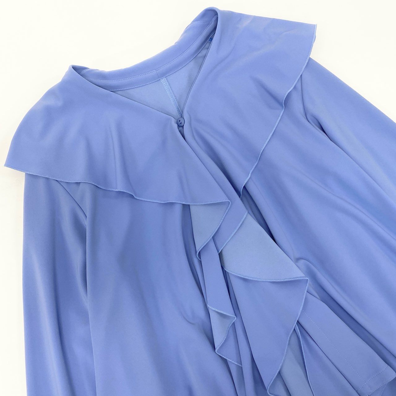 52k23《美品》 TOKUKO 1er VOL トクコプルミエヴォル ロングスリーブジャケット フリル カーディガン チュニック丈 レディース 女性用 9  パープル系u02t