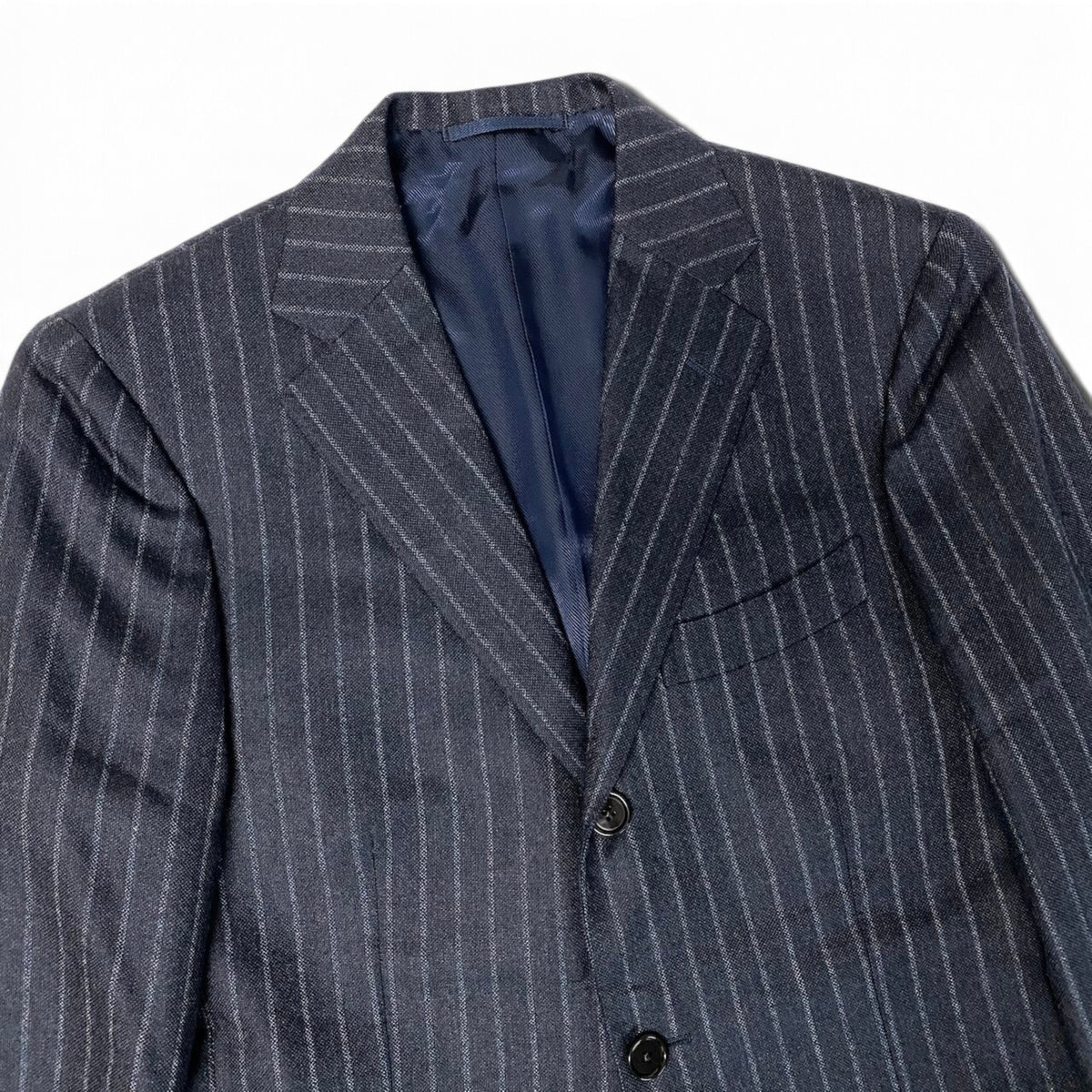 64j27 BEAMS F ビームスエフ セットアップ シングルスーツ ストライプ柄 3B 93 ネイビー メンズ 紳士服o07t