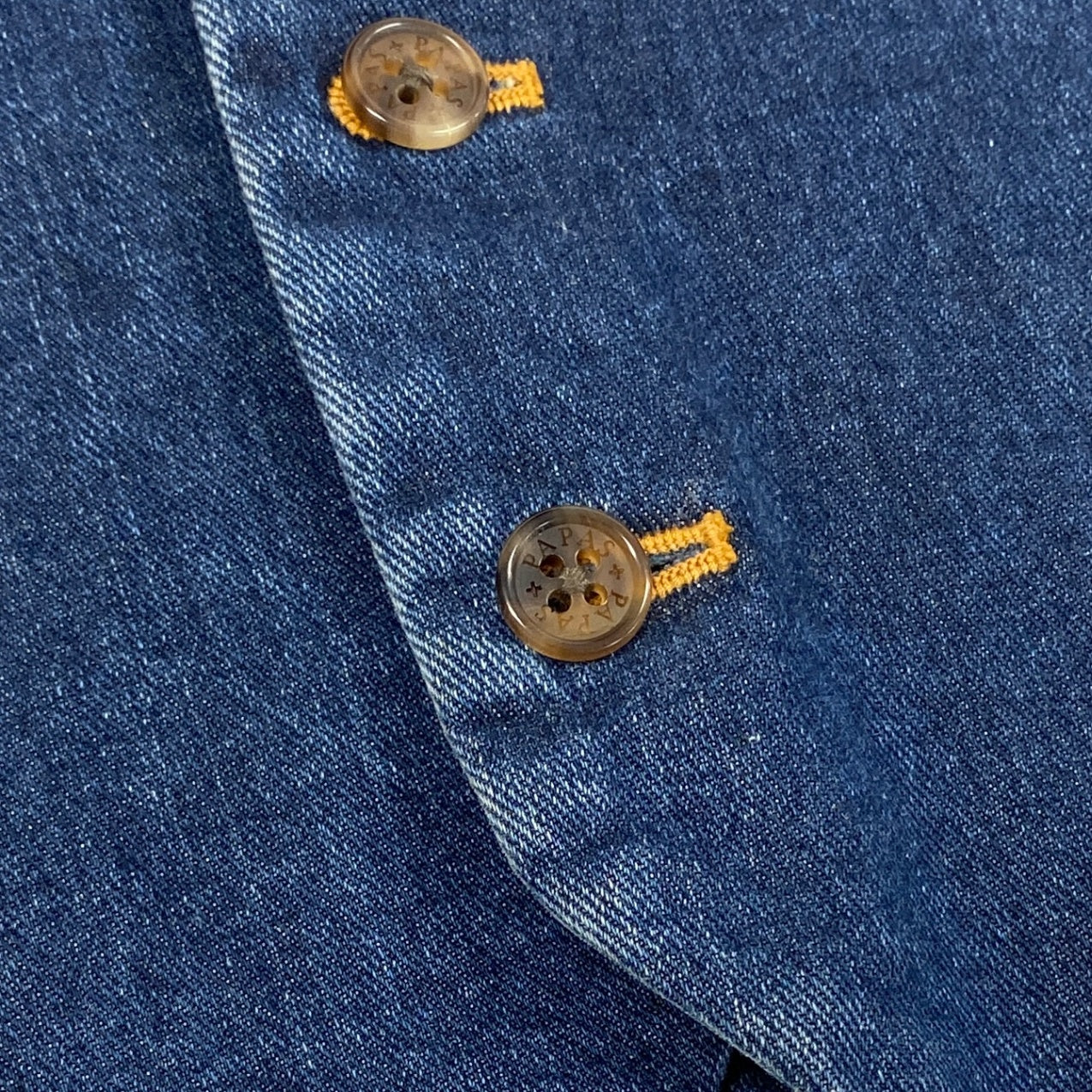 29k6【美品】PAPAS+ パパスプラス デニムベスト  ノースリーブ ジャケット アウター D045CFV 007 Lサイズ インディゴ メンズu02t