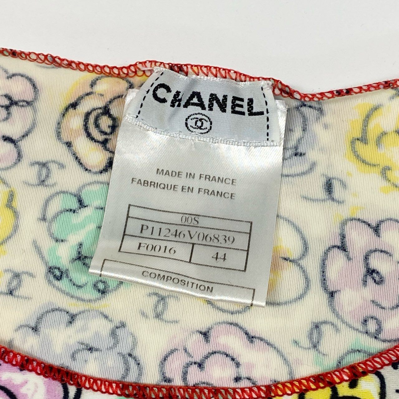 Cb19 CHANEL シャネル 2000年SS 00S P11246 マイヨ素材 ココマーク カットソー Tシャツ サイズ44 マルチカラー レディースta1