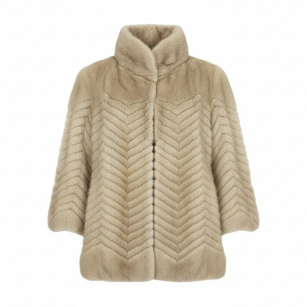 10L15 パールミンク ファーコート サイズ11号 ホワイト 本毛皮 PEARL MINK FUR ポケット有t18r