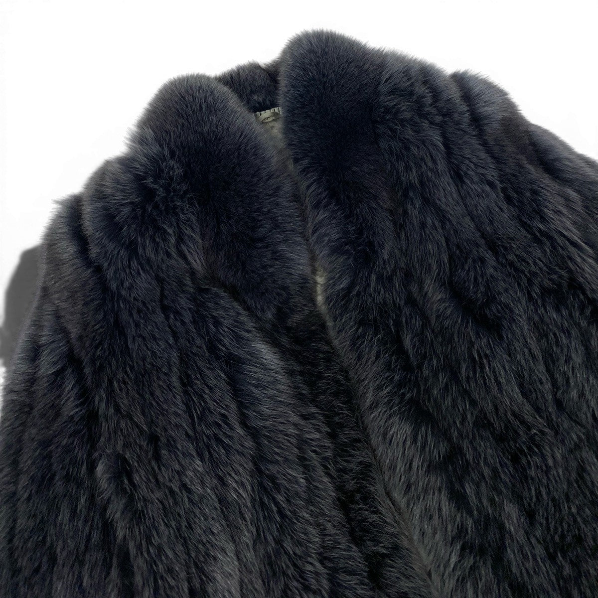 52f10 SAGA FOX サガフォックス 金サガ 最高級 染めフォックスファーコート サイズF ブラック 本毛皮 Fox Fur Coatt18r