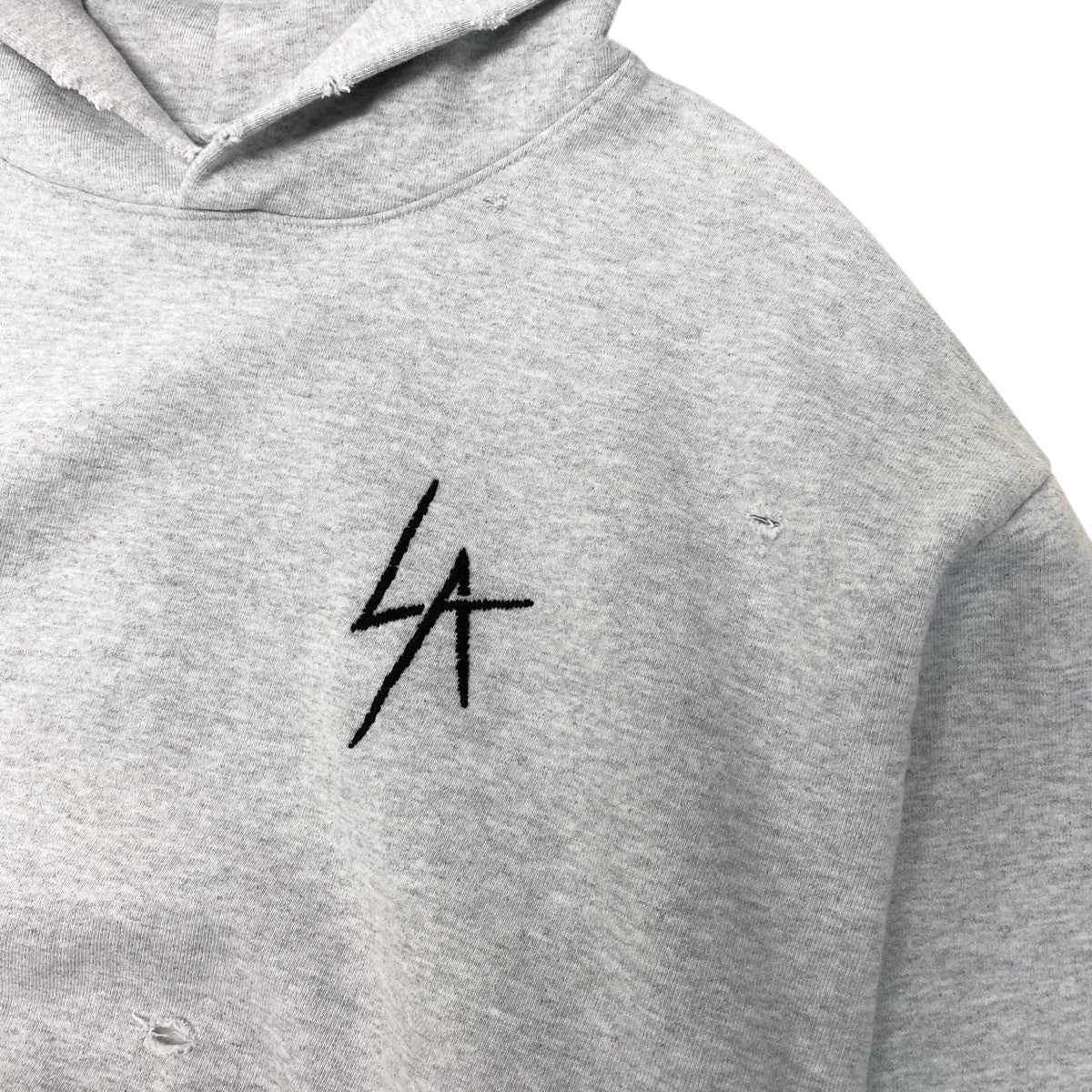 44f18 LOCAL AUTHORITY ローカル オーソリティ LA SLASH HOODED FLEECE ダメージ加工 パーカー フーディ タグ付き L グレー コットン100％ メンズ 男性用t18r