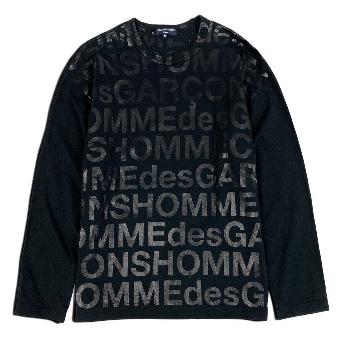 Af4 COMME des GARCONS HOMME コムデギャルソン オム AD2004 ラバープリント ロゴカットソー ロングTシャツ サイズM ブラック メンズk02ik02i