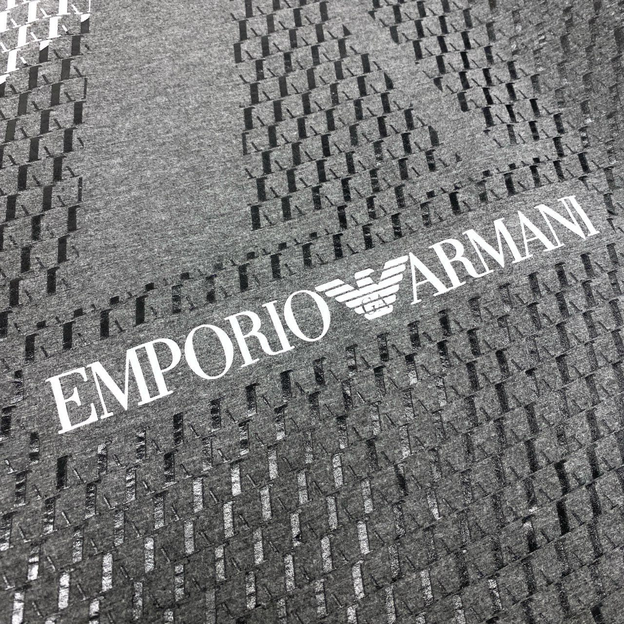 10k11 EMPORIO ARMANI エンポリオアルマーニ 総柄プリント ボンディングパーカー フードパーカー サイズXS グレー メンズ 男性用 トップスk02i