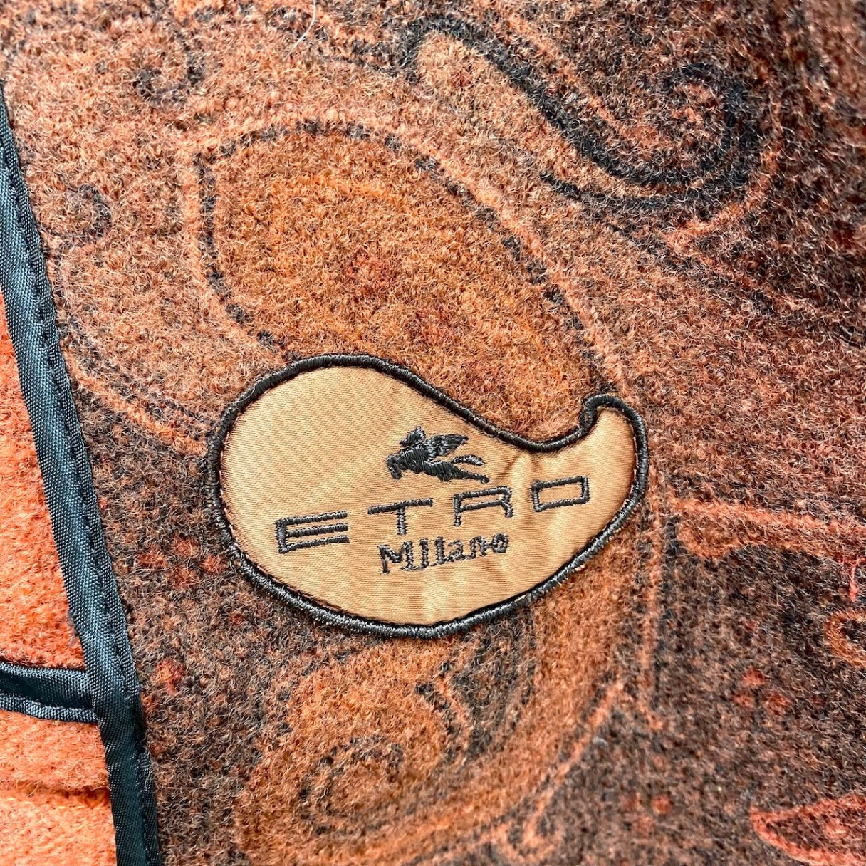 9f17 ETRO エトロ テーラードジャケット ウールジャケット ペイズリー柄 総柄 サイズ44 オレンジ ブラウン レディース 女性用u02t