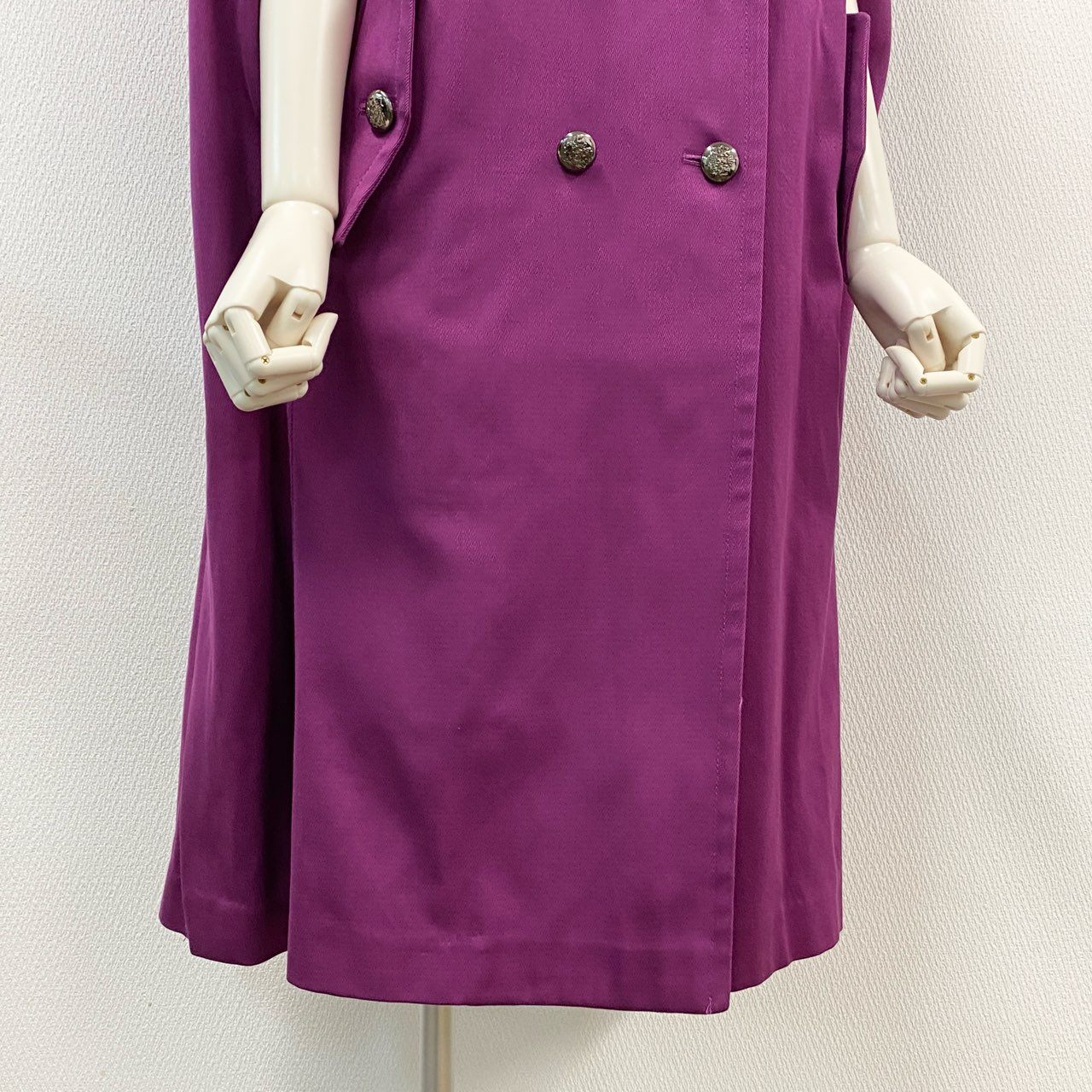 84L19 【美品】Grace Class グレースクラス ライナー付き ケープコート ロングコート 日本製 36サイズ パープル レディースu02t