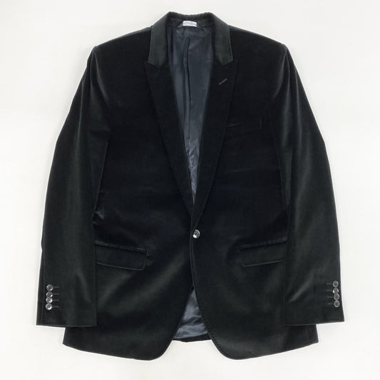 15h29 DOLCE＆GABBANA ドルチェアンドガッバーナ ナローピークドラペル ベロアジャケット ベルベット ジャケット MARTINI 50サイズ ブラック メンズ 男性用k02i
