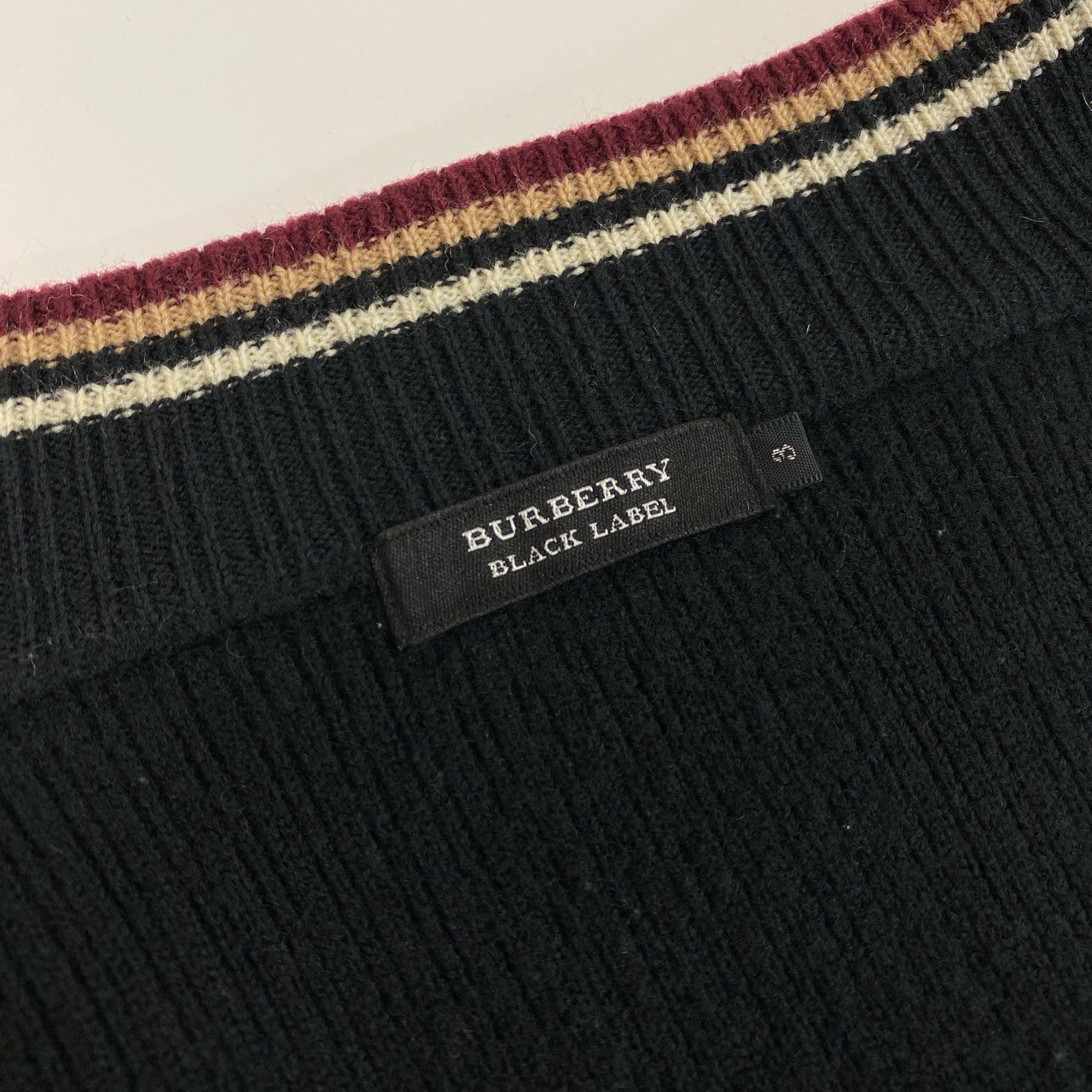 85k4 BURBERRY BLACK LABEL バーバリー ブラックレーベル ニット切替 ロゴ刺繍 ジップアップ ブルゾン ジャケット BMT66-516-09 3 Lサイズ相当 ブラック メンズo07t