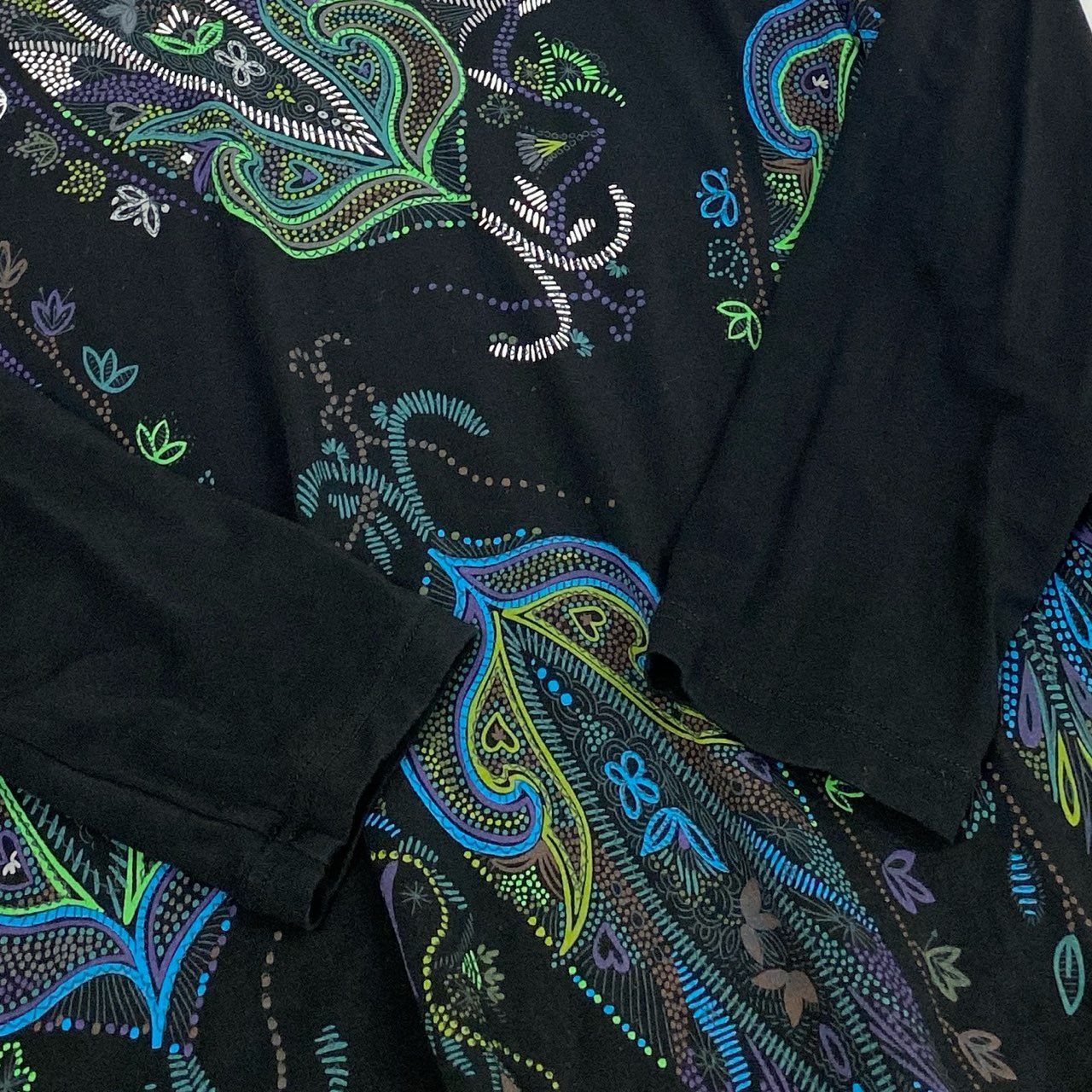 64k19《美品》 TOKUKO 1er VOL トクコプルミエヴォル ロングスリーブ ハイネックワンピース フレアワンピース 総柄プリント ストレッチ○ レディース 女性用 9 ブラックu02t