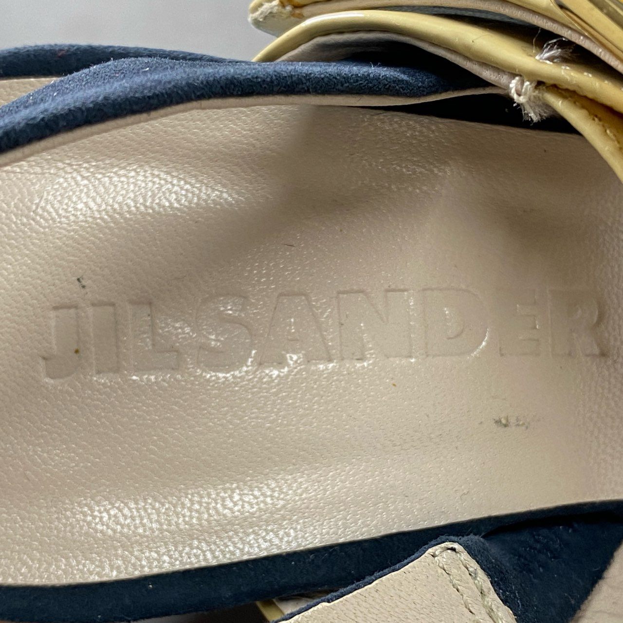 2f28 JIL SANDER ジルサンダー ウェッジソール エナメルベルトサンダル 36 ブルー  レザー イタリア製 シューズ パンプス