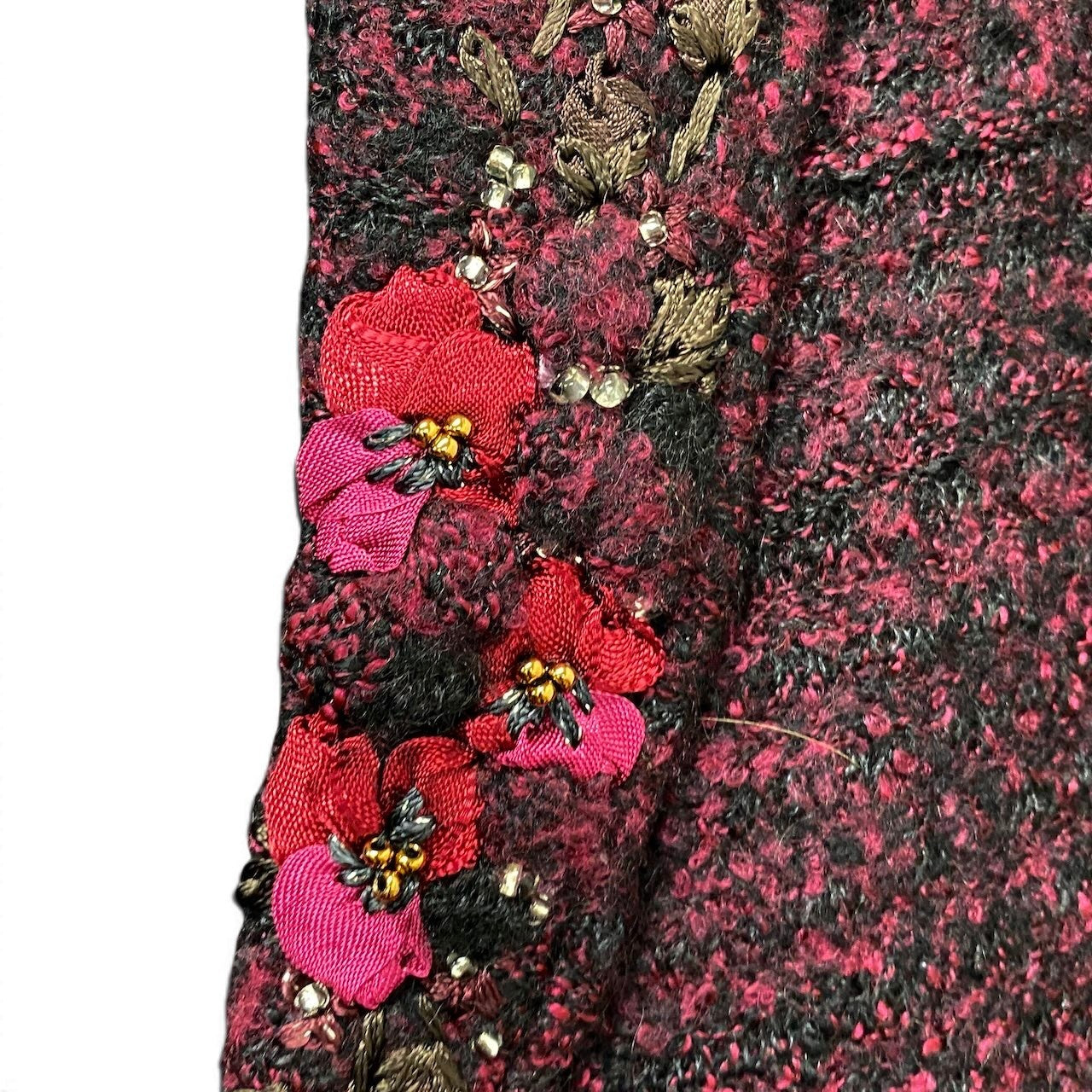 32g2 ATELIER SAGAN アトリエサガン ニットテーラードジャケット ウールジャケット 襟花刺繍 Mサイズ パープル系 レディース 女性用u02t
