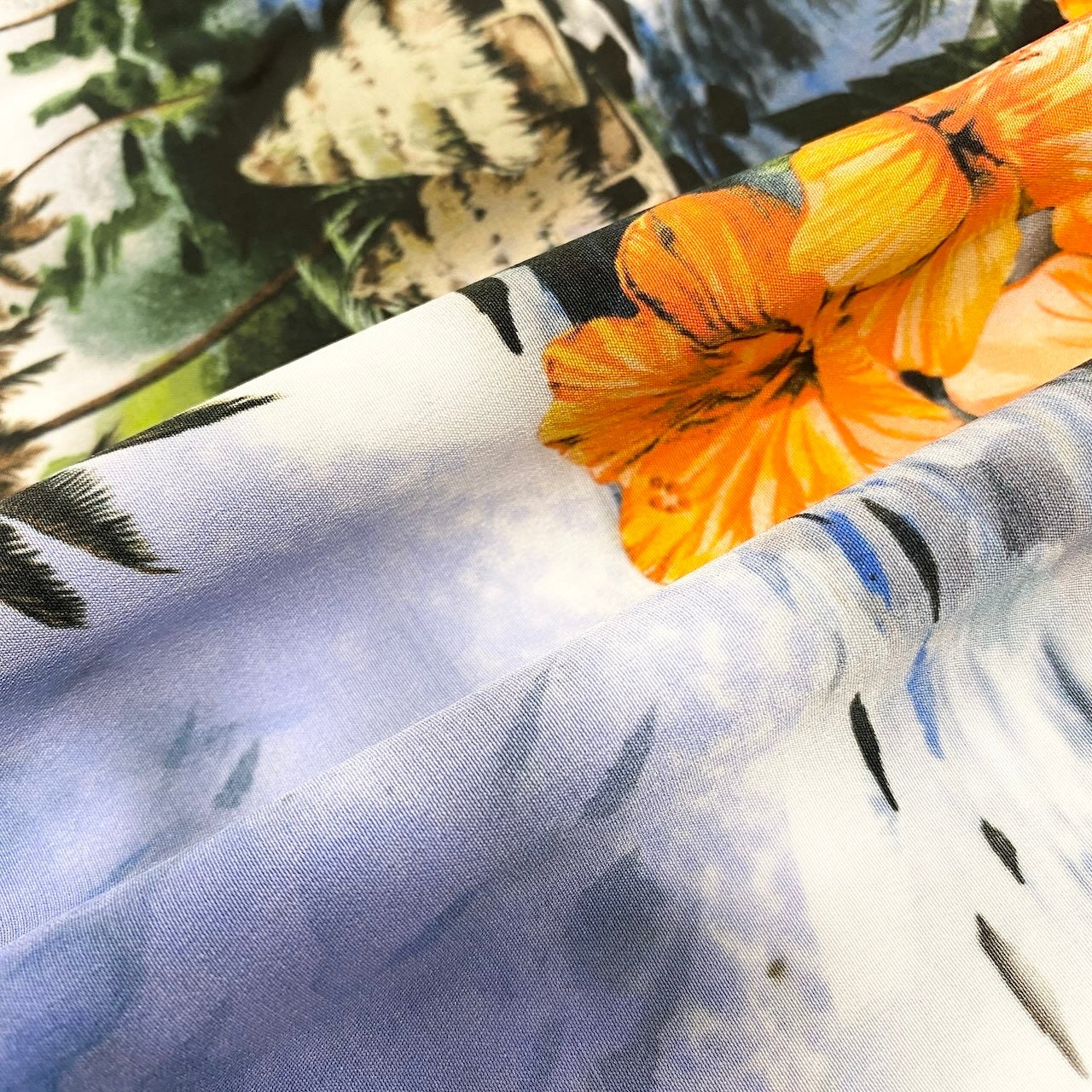 Ad15 STELLA McCARTNEY ステラマッカートニー シルクアロハシャツ Silk Aloha Shirt サイズ38 ブルー 画像参照 イタリア製t18r