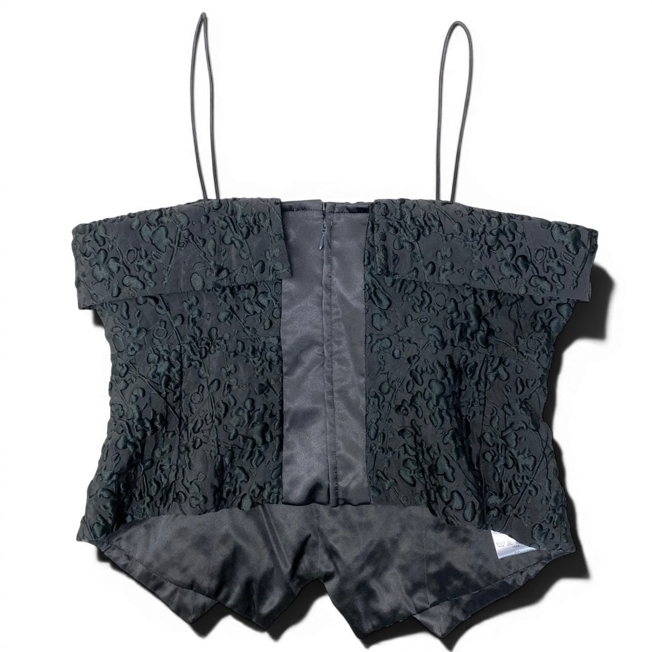 89g20 GIORGIO ARMANI ジョルジオアルマーニ キャミソール トップ 立体刺繡 サイズ42 ダークグレー レディースu02t