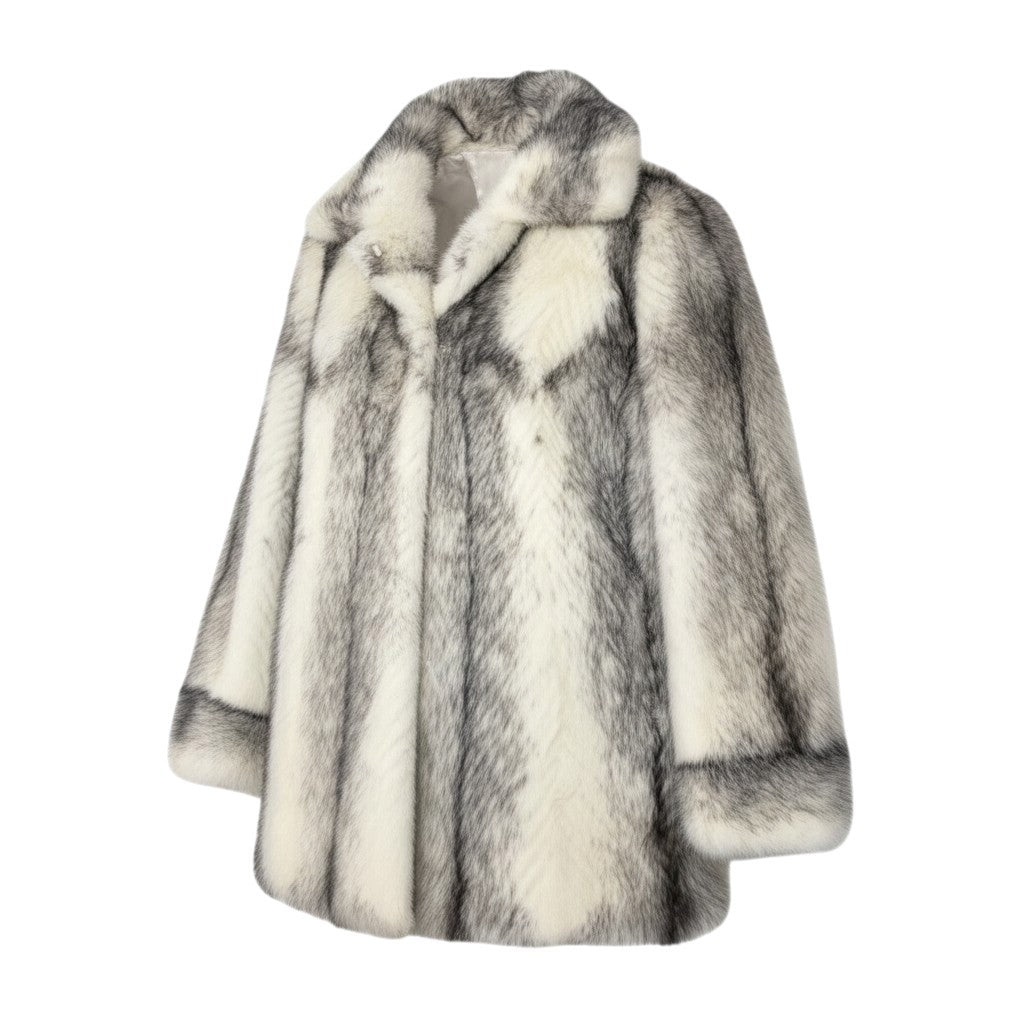 36j8 毛皮コート クロスミンク ミンクファー サイズfree ホワイト ブラック系 Mink Fur レディースu02t