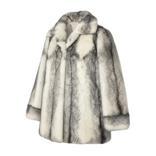 36j8 毛皮コート クロスミンク ミンクファー サイズfree ホワイト ブラック系 Mink Fur レディースu02t